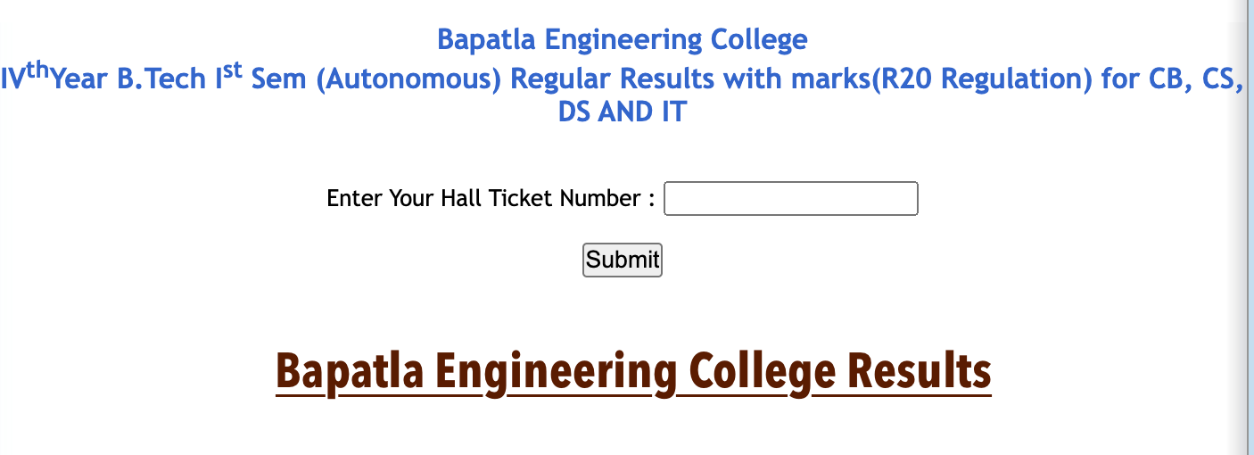 Bapatla Engineering College Results 2024 {Out} Download BEC Marksheet